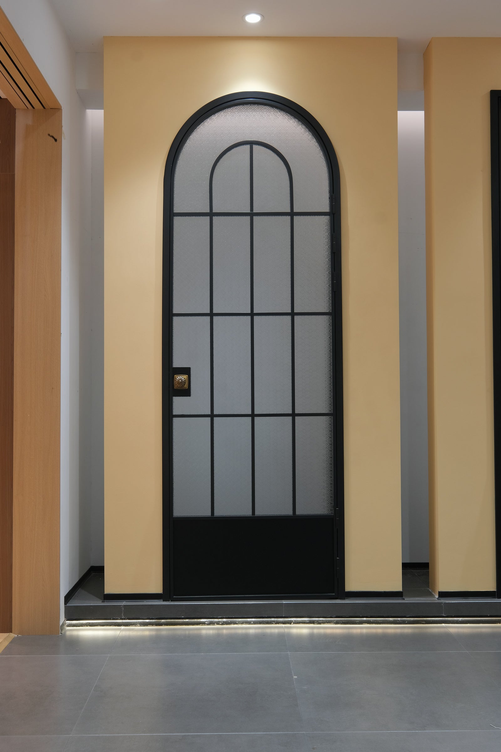 Black Arched Textured Glass Door