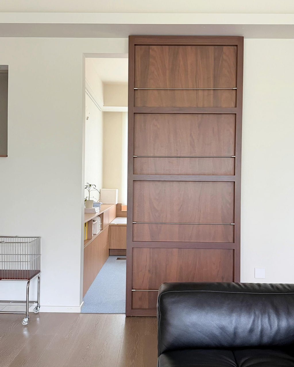 Walnut Magazine Display Sliding Door