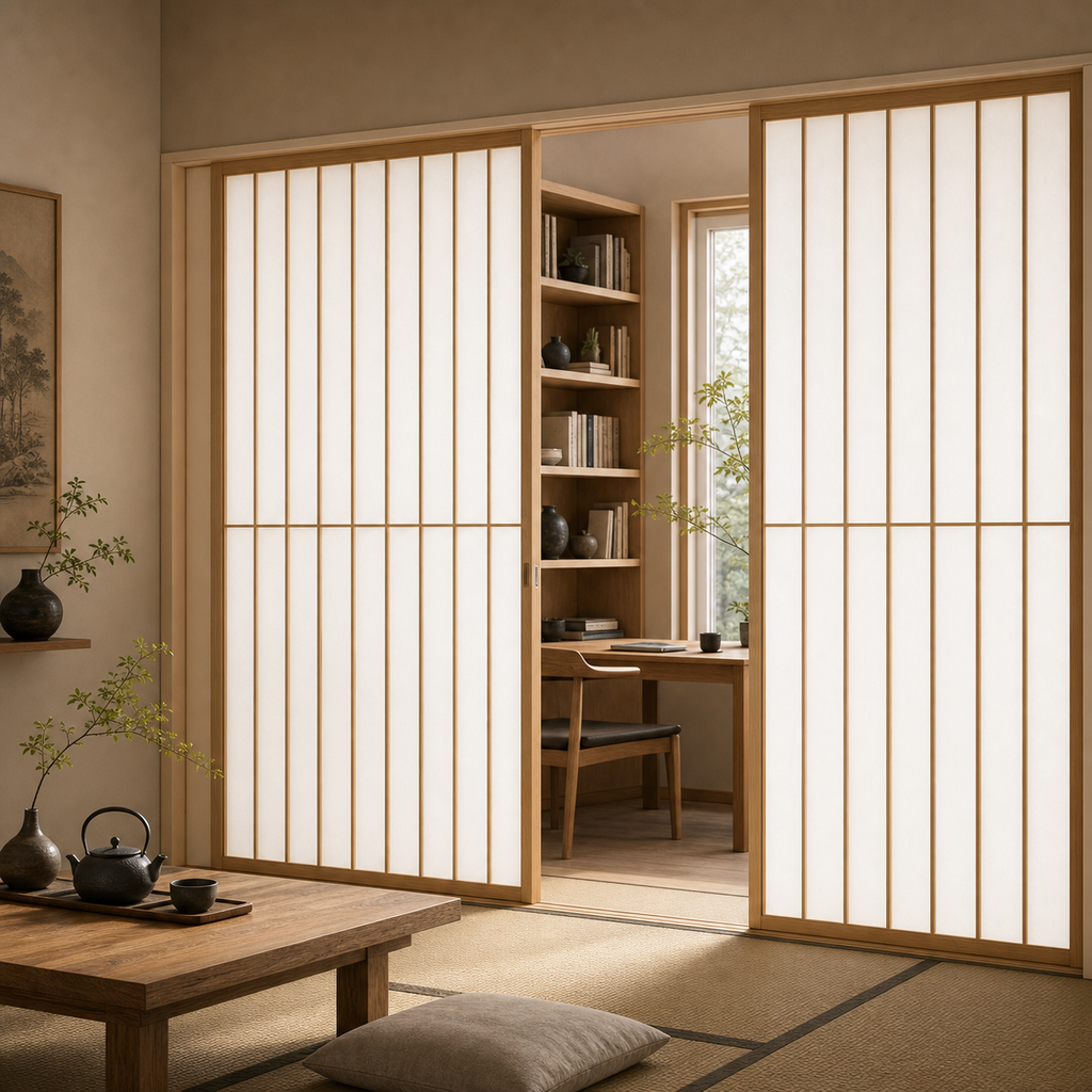 Shoji-Inspired Wood-Framed Translucent Sliding Doors