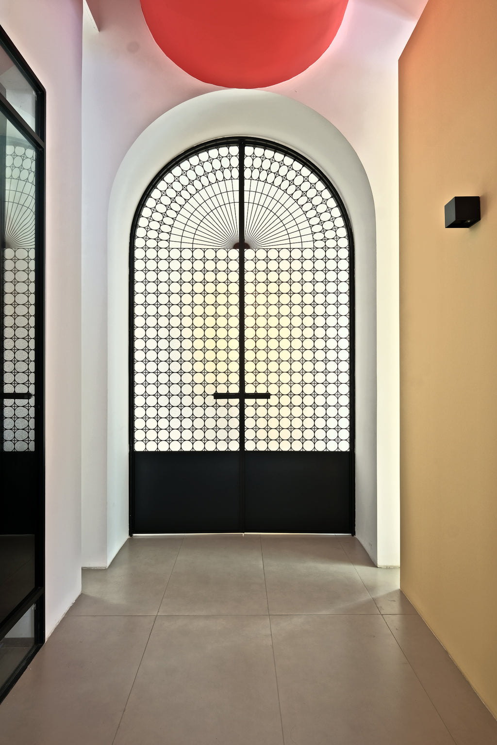 Vintage Patterned Glass Arched Double Door