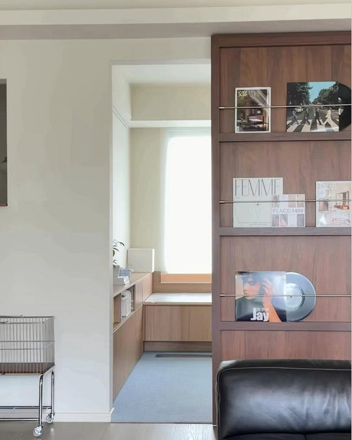 Walnut Magazine Display Sliding Door