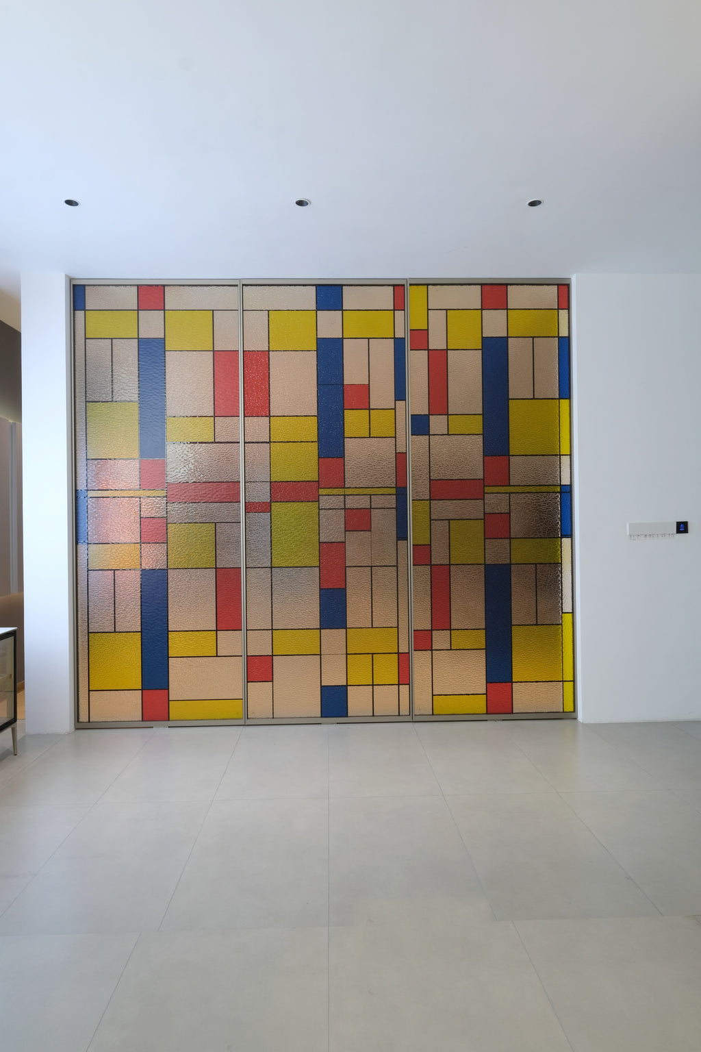 Geometric Color-Block 3-Panel Pivot Door