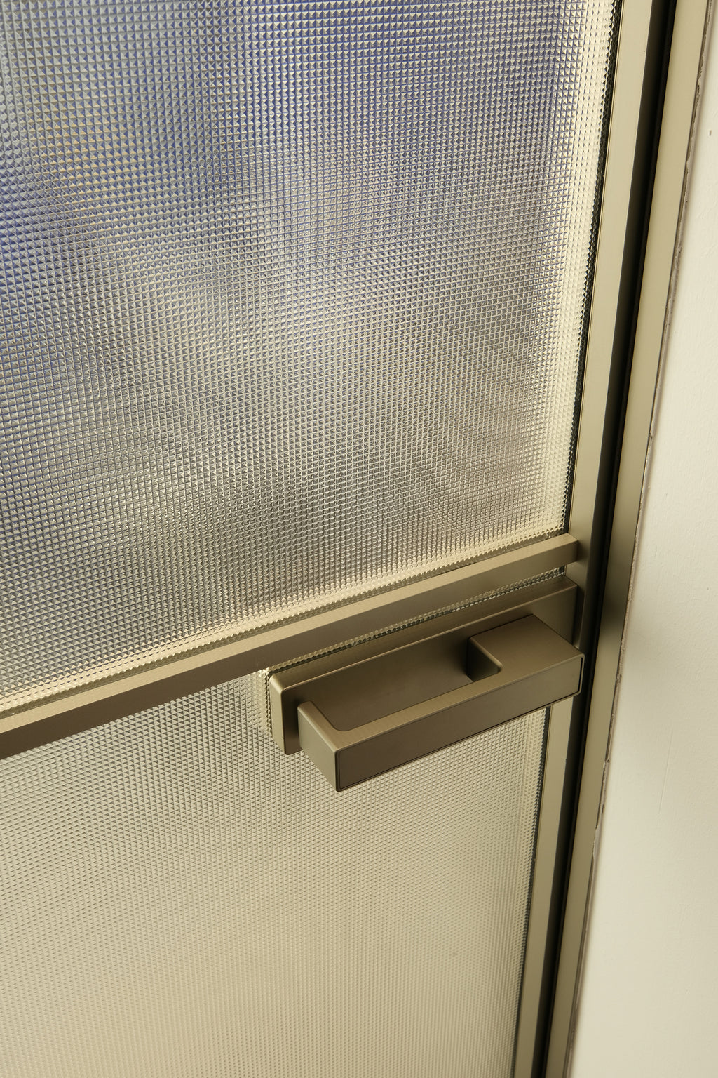 Silver Half-Arch Textured Glass Door