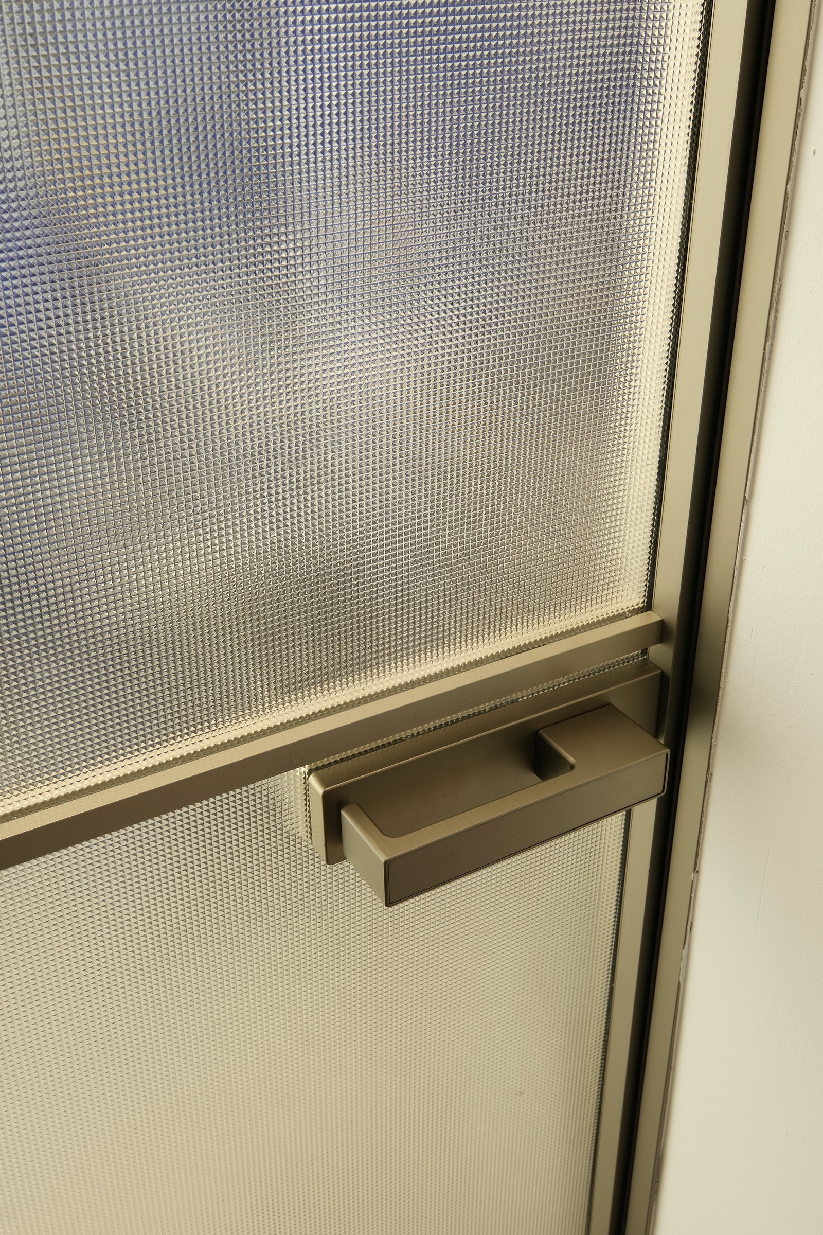 Silver Half-Arch Textured Glass Door