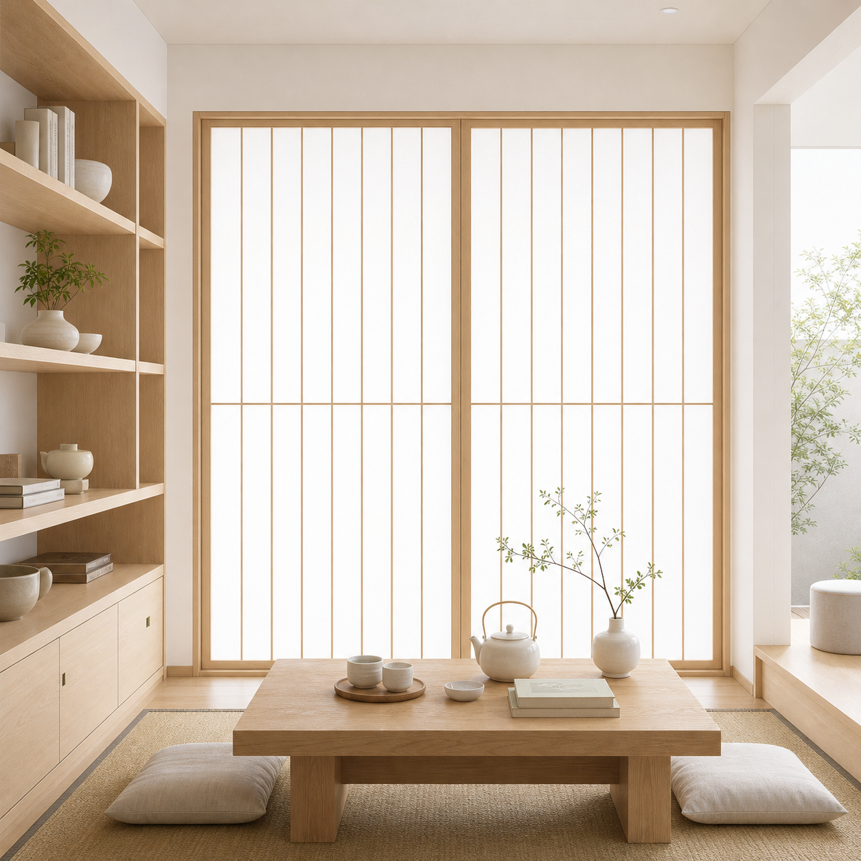 Shoji-Inspired Wood-Framed Translucent Sliding Doors