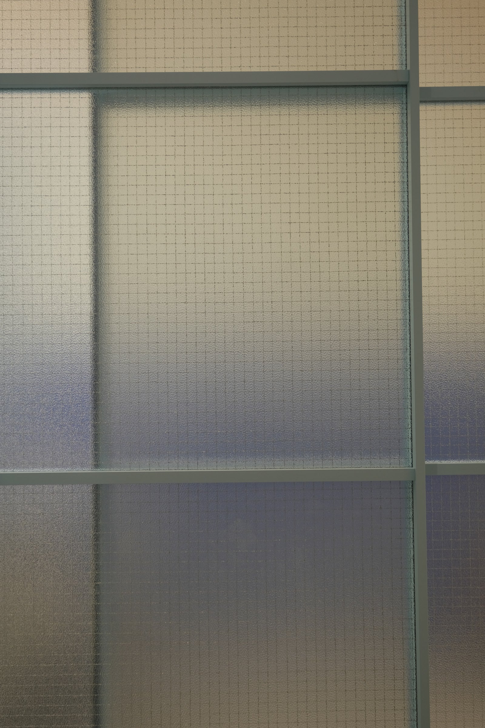 Blue-Gray 3-Panel Textured Glass Sliding Door