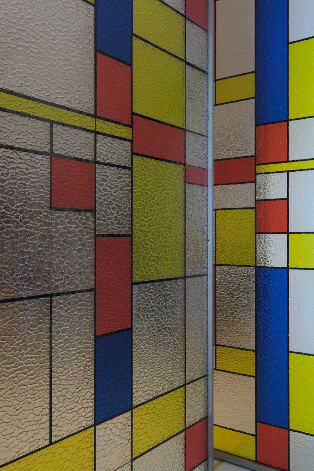 Geometric Color-Block 3-Panel Pivot Door