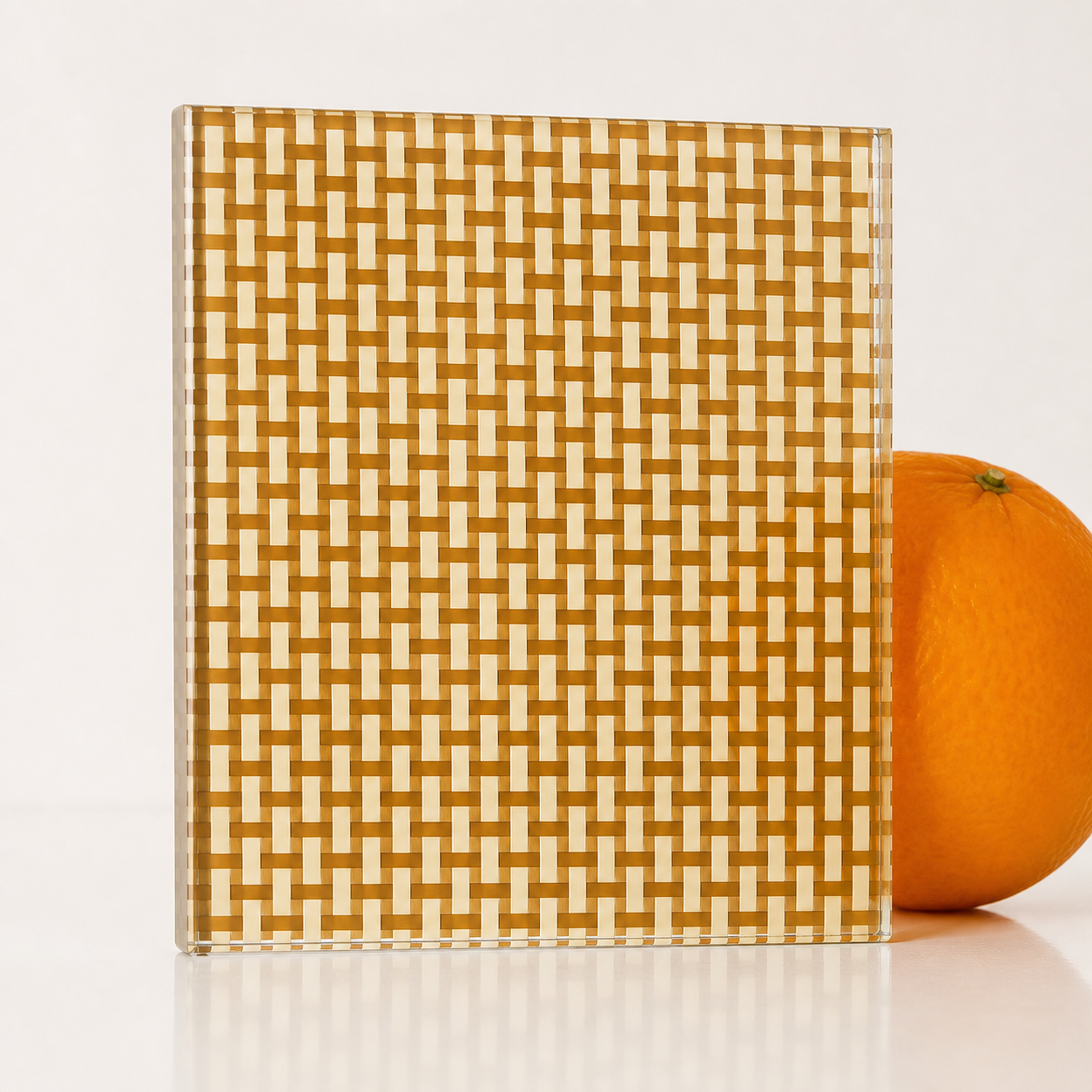 Orange & Cream Basket Weave Glass