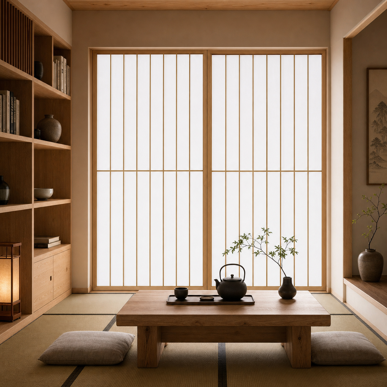 Shoji-Inspired Wood-Framed Translucent Sliding Doors