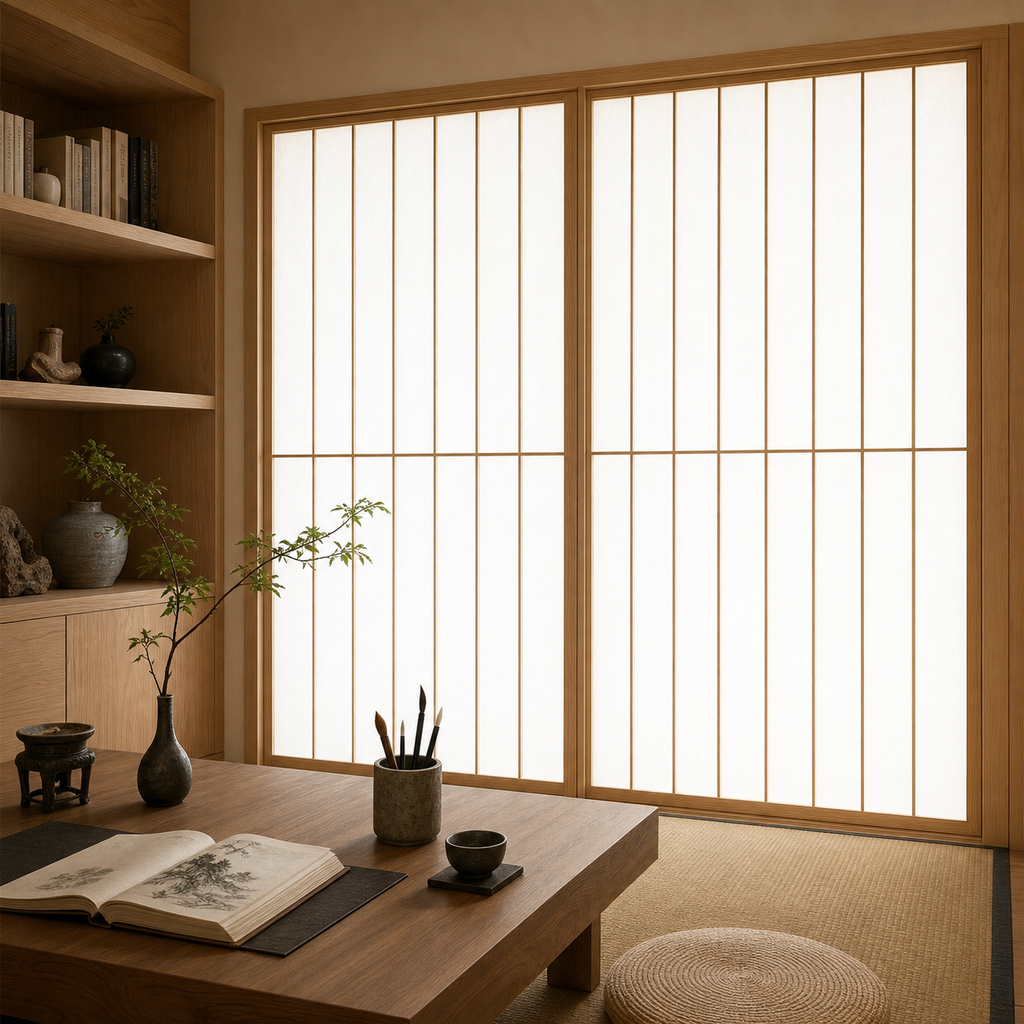 Shoji-Inspired Wood-Framed Translucent Sliding Doors