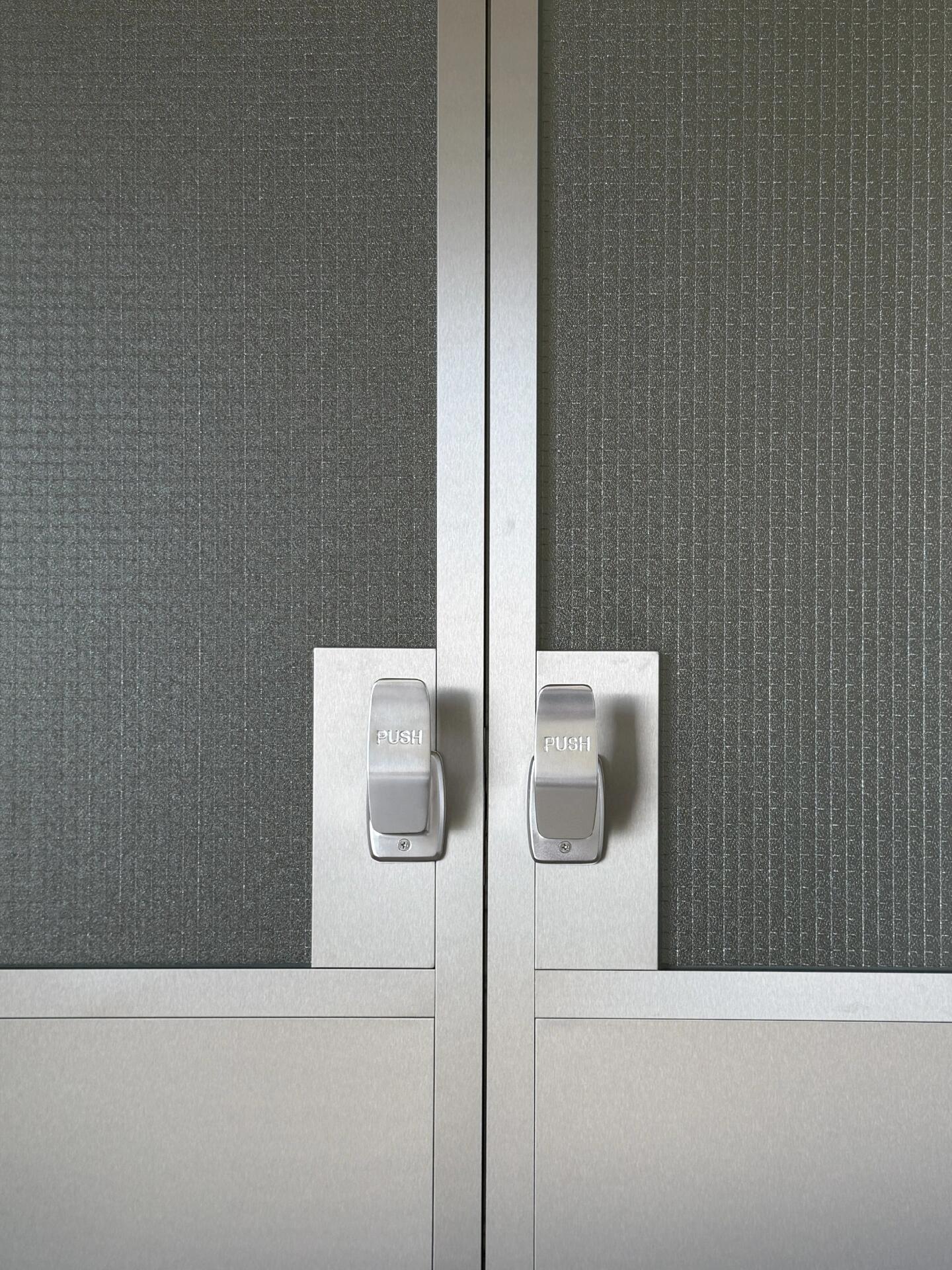 Wire Mesh Glass Double Door | Stainless Steel Frame