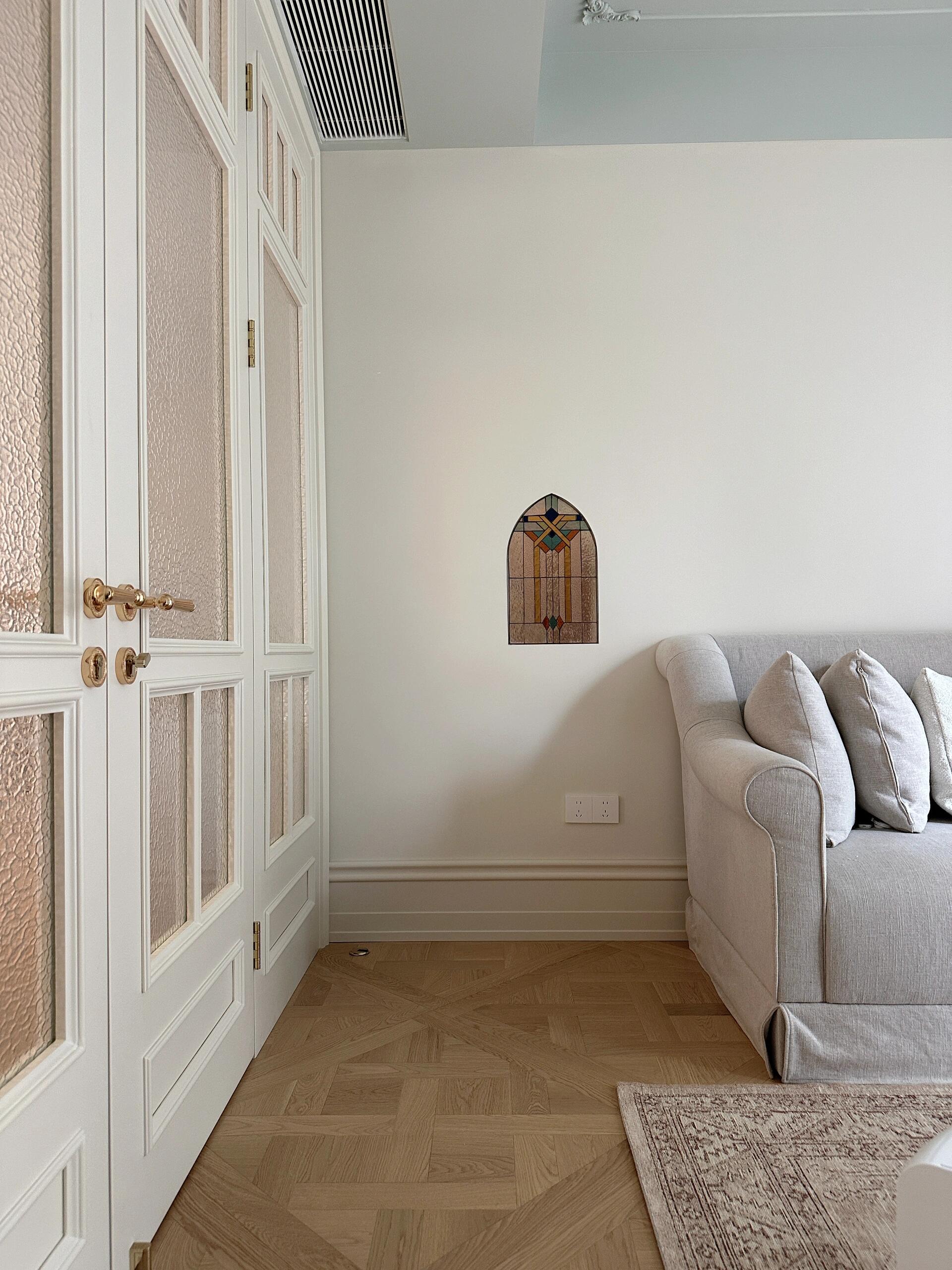 French Panel Double Door | Hammered Glass & Lacquered Frame