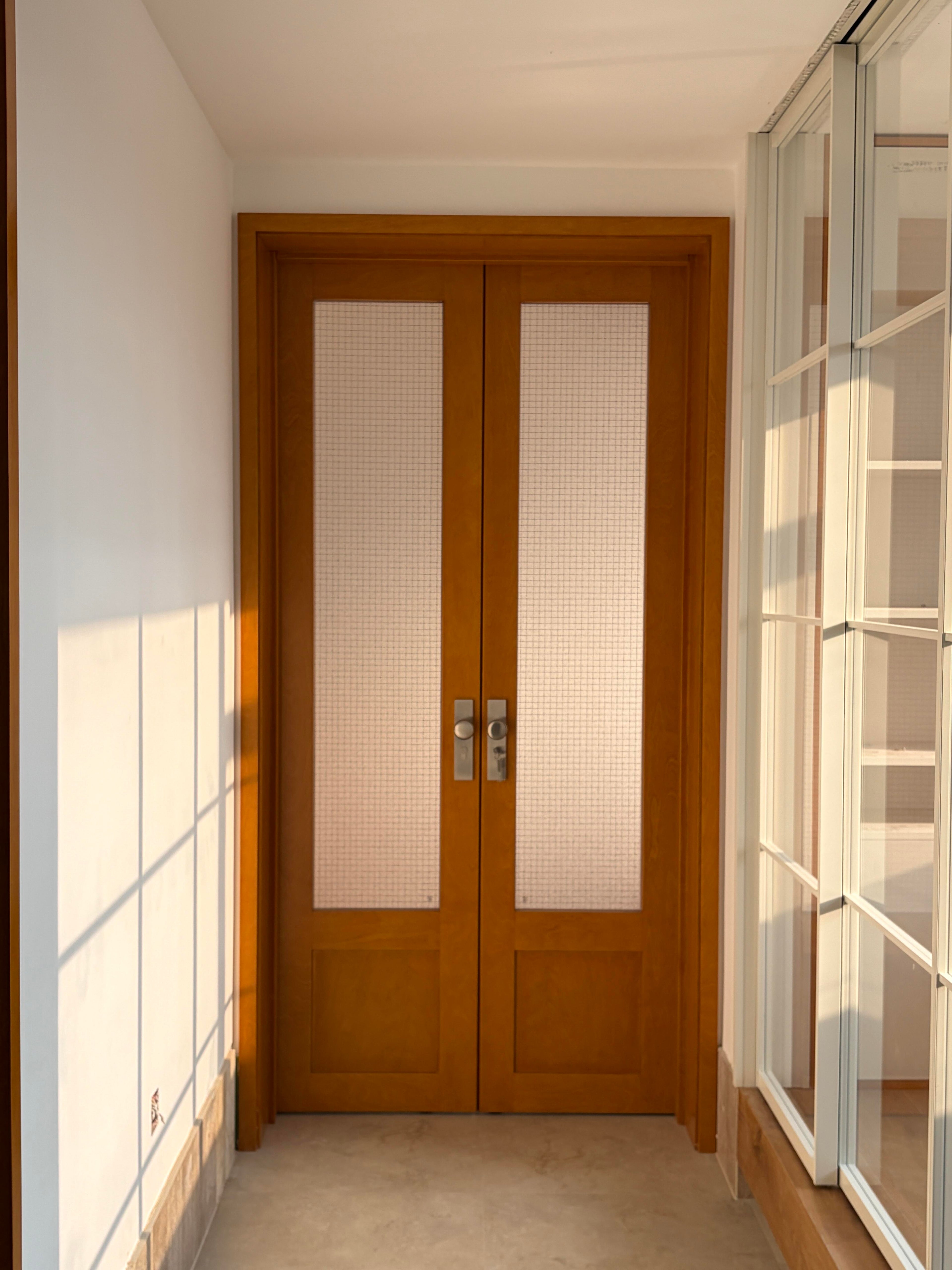 Birch Veneer Double Door | Wire-Mesh Glass