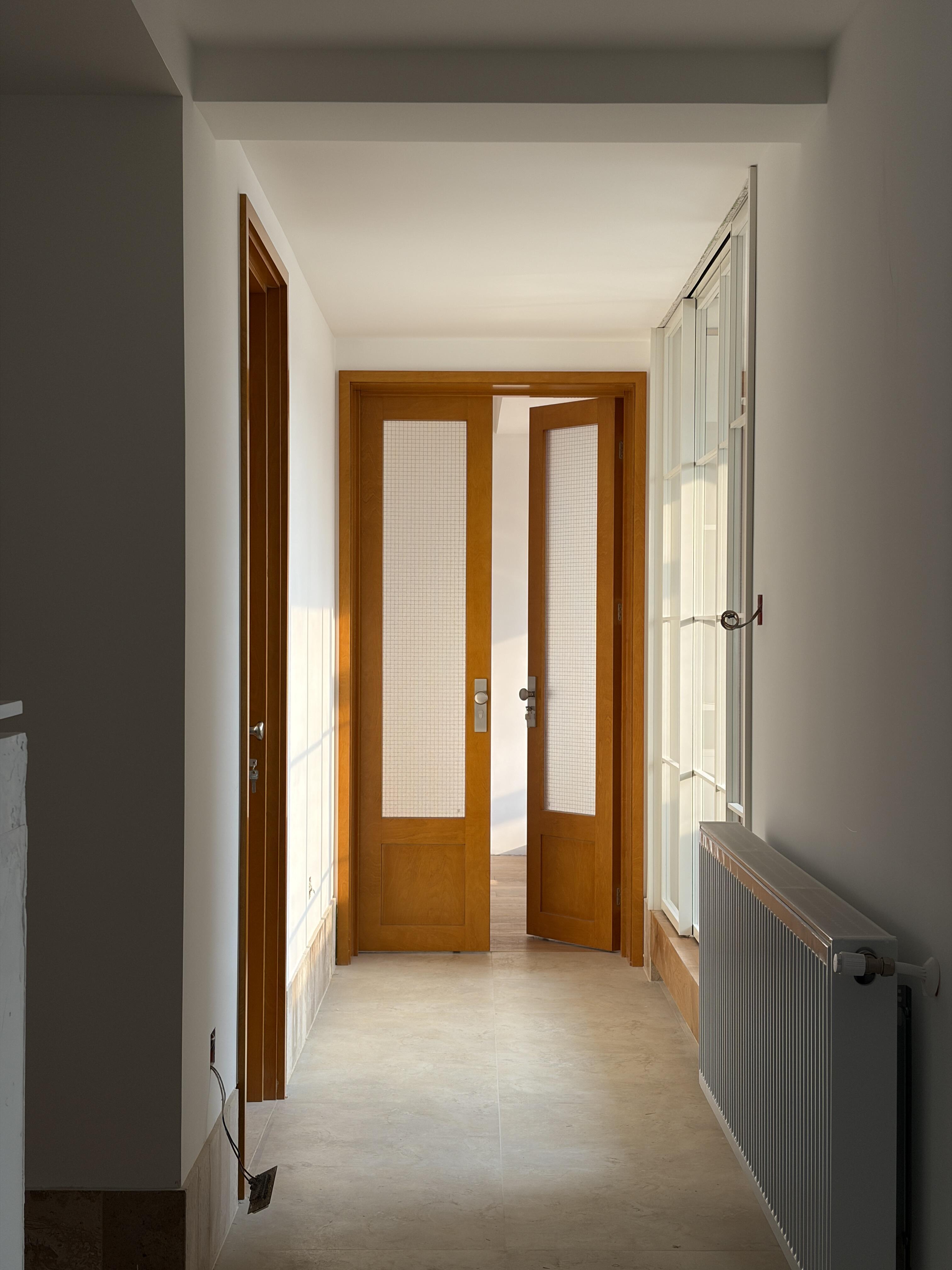 Birch Veneer Double Door | Wire-Mesh Glass