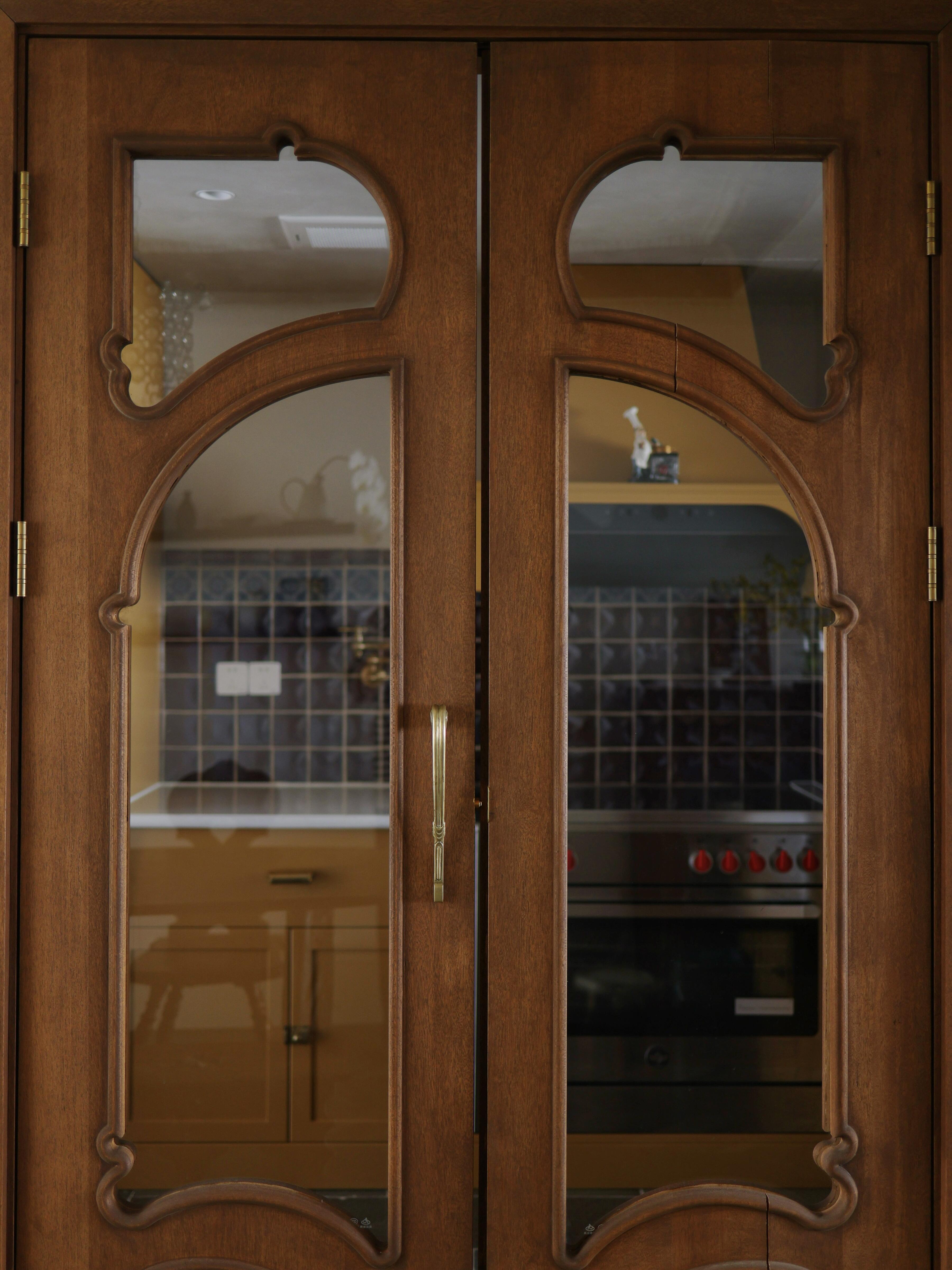 Gaudí-Inspired Sculpted Wood Glass Double Door