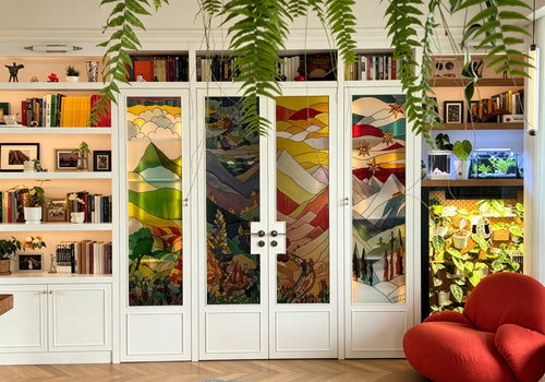 4-Panel Stained Glass Folding Doors | Custom Mural Art