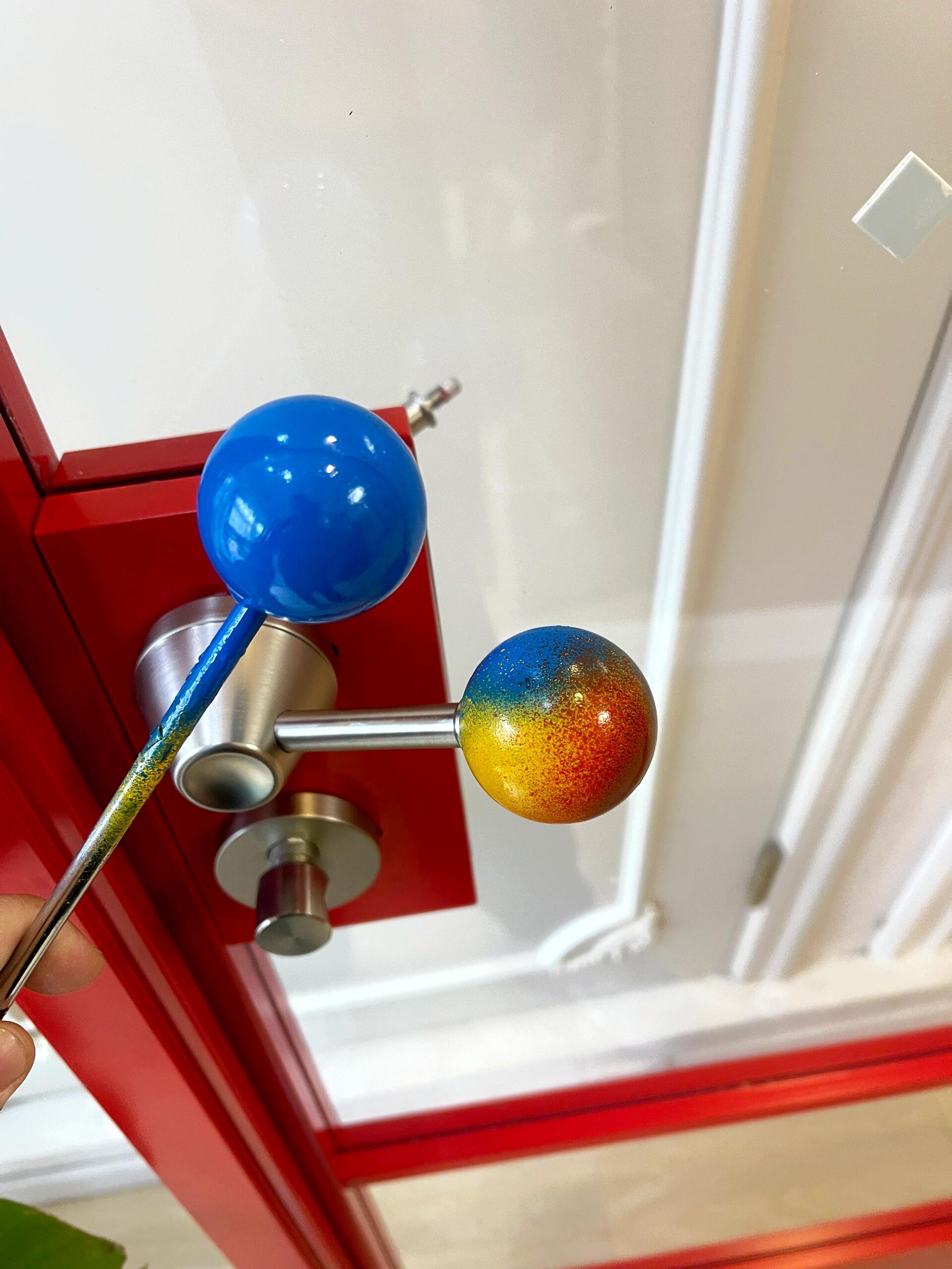 Red Aluminum Glass Interior Door