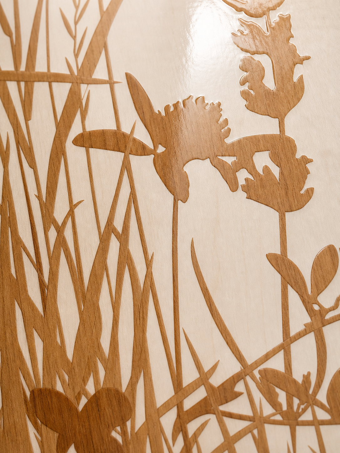 Botanical Glossy Wood Veneer Wall Art
