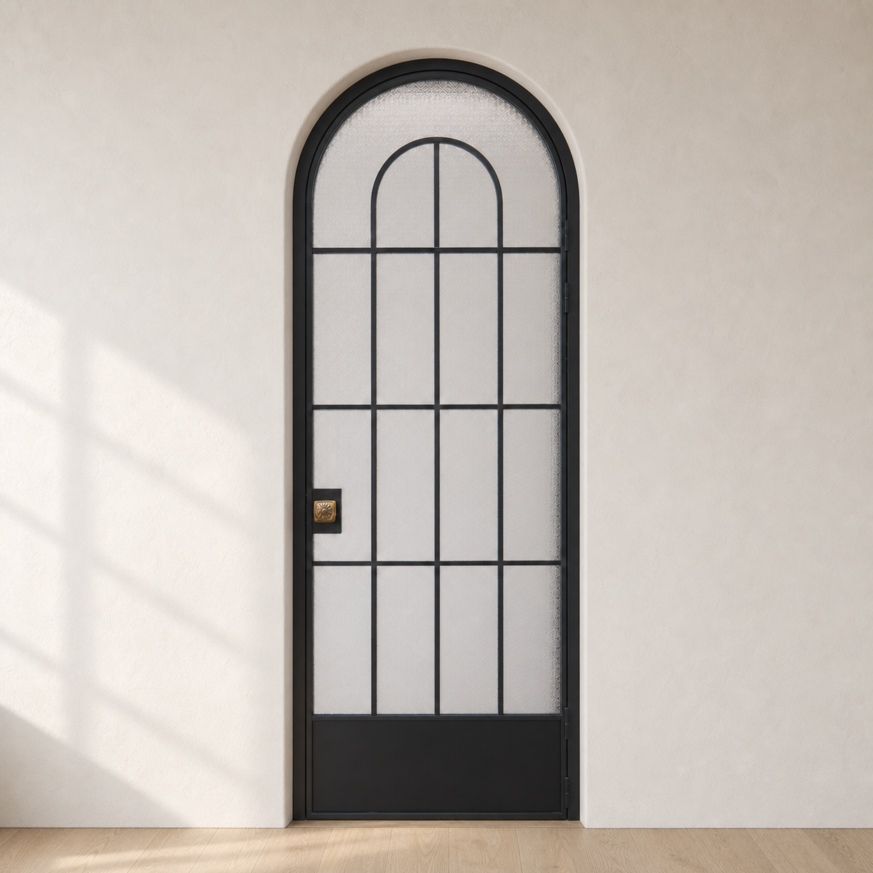 Black Arched Textured Glass Door