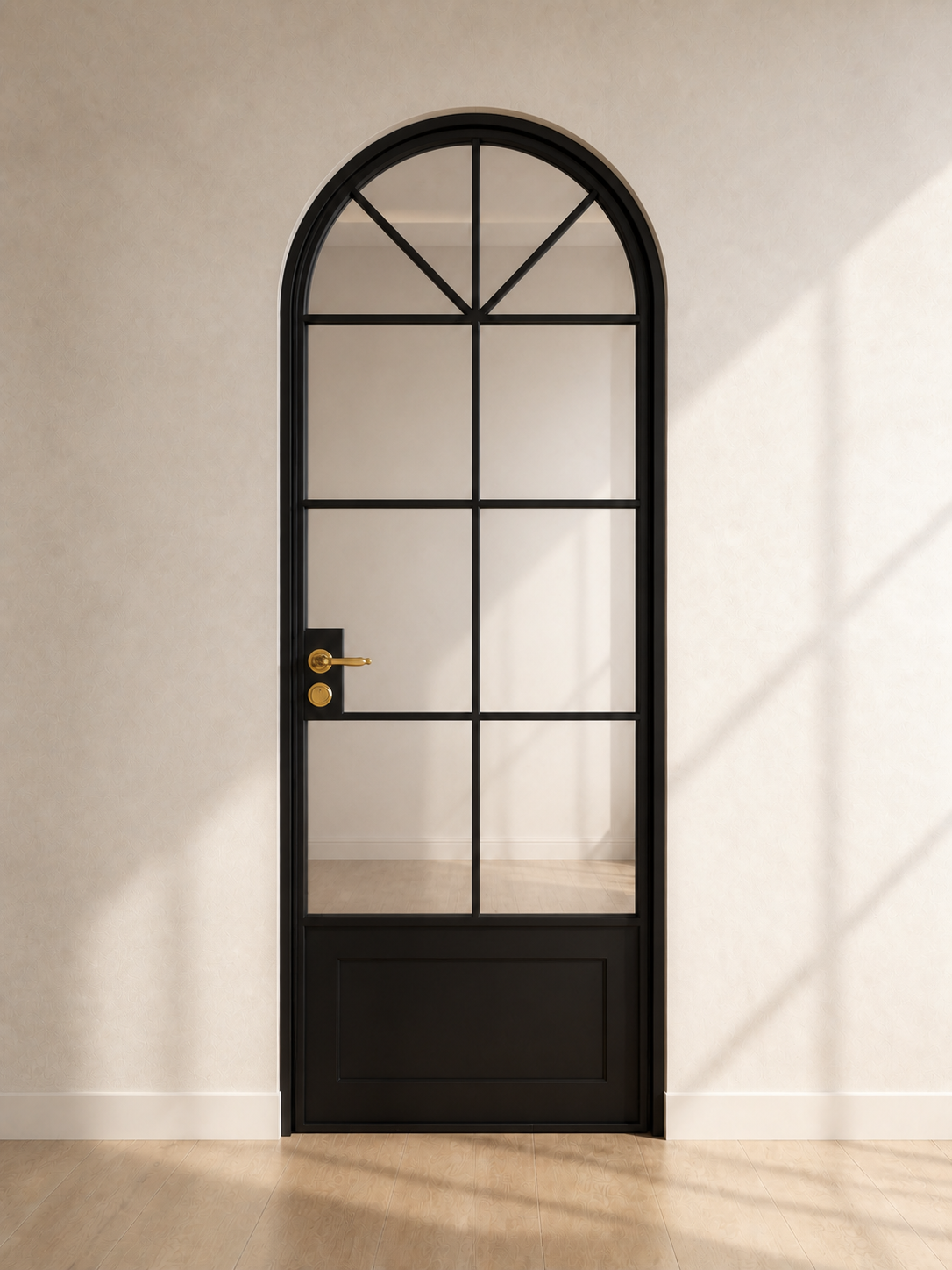 Black/White Arched Grid Glass Interior Door