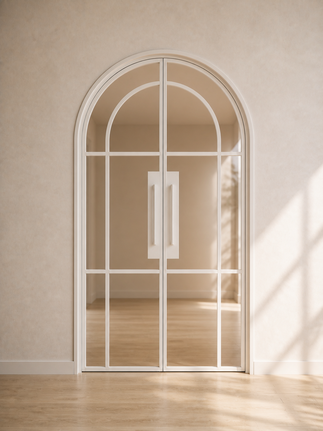 Arched Grid Glass Double Door | Black or White Frame