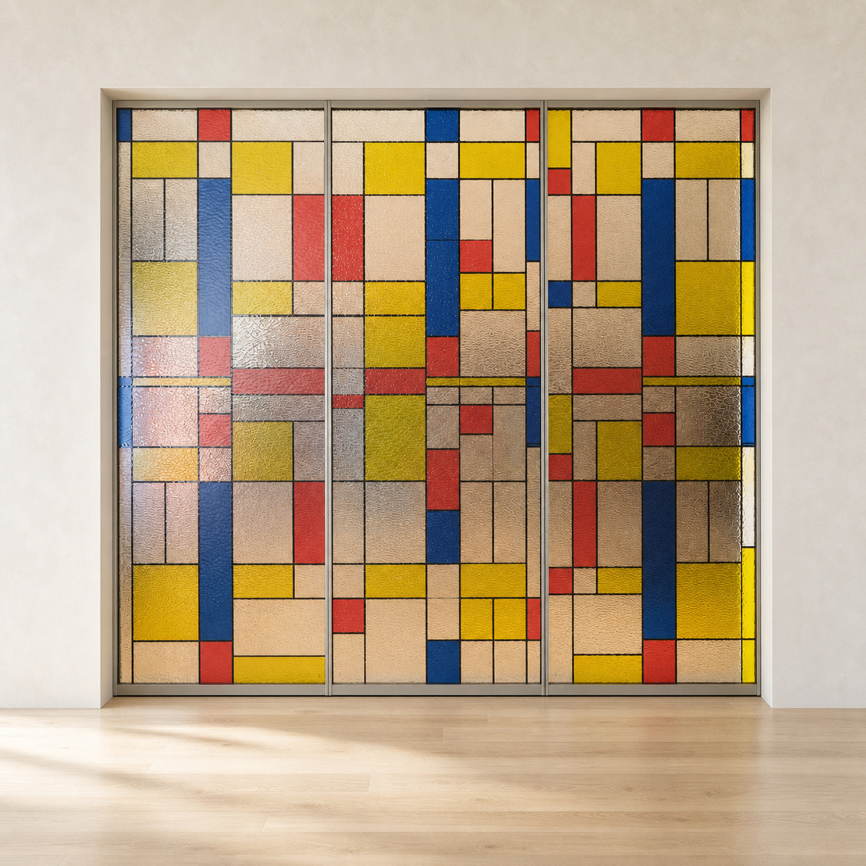 Geometric Color-Block 3-Panel Pivot Door