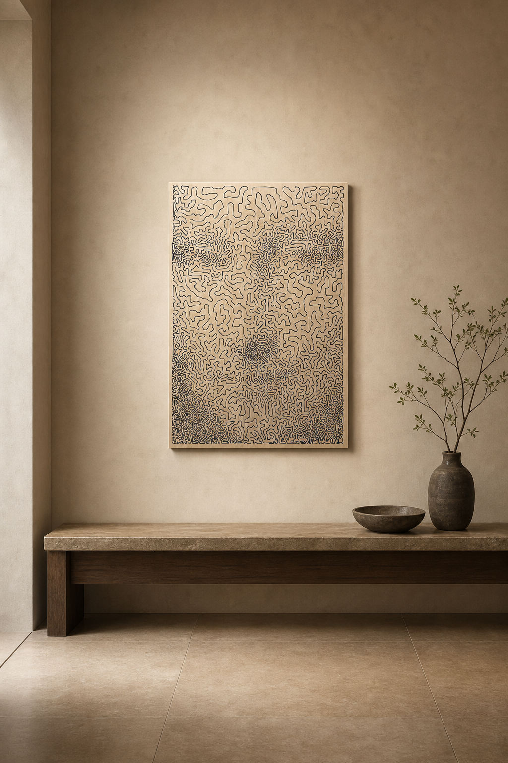 Mona Lisa Maze-Line Wood Veneer Wall Art