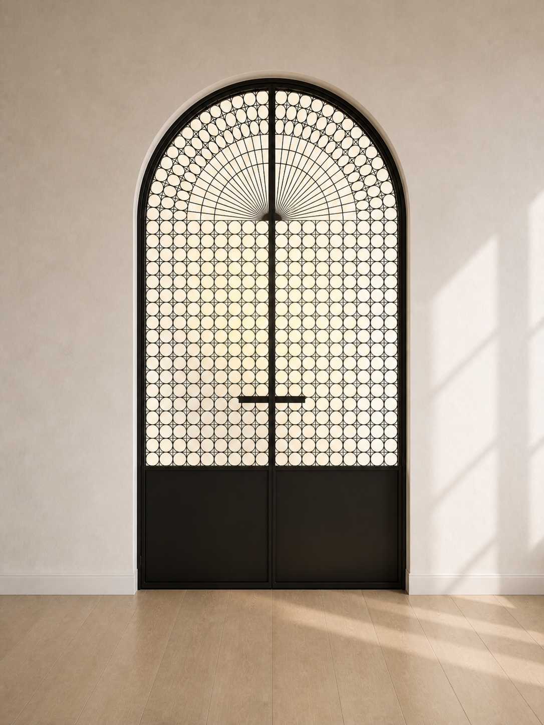 Vintage Patterned Glass Arched Double Door